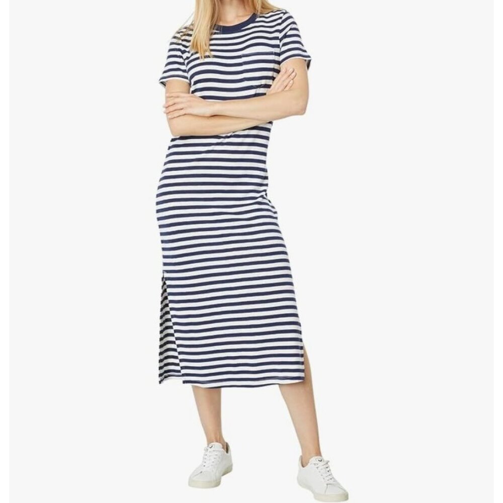Outerknown Dress Size M Dark Navy‎ Salt Stripe Neptune Tee Crew Neck dress